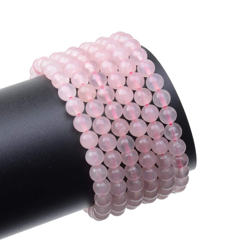 LPBeads 200Pcs Polished 6mm Round Natural Rose Quartz Gemstone Loose Beads with Stretch Cord for Jewelry Making Bracelets - Image 3